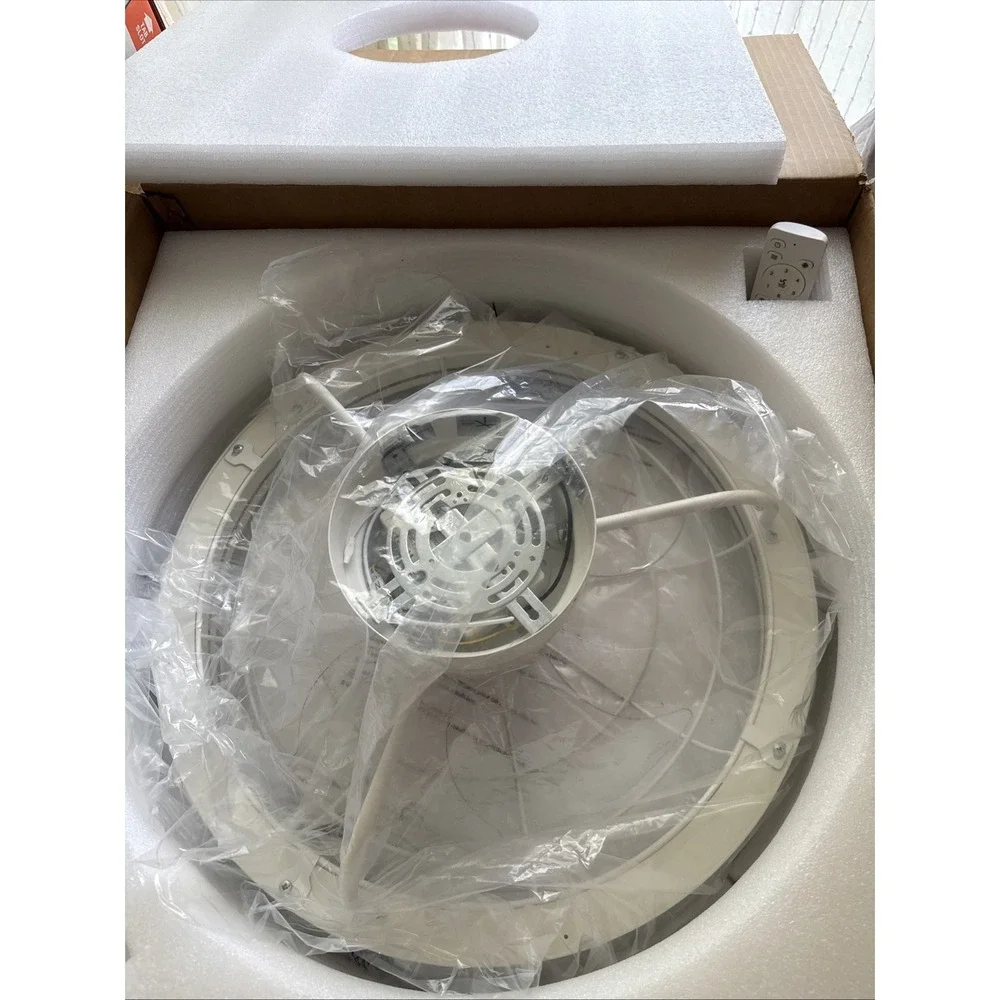Flush Mount White Caged Ceiling Fan 18 Inches
